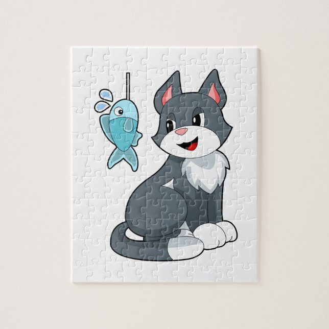 Cat Bait Fish Jigsaw Puzzle (Vertical)