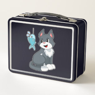 Cat Bait Fish Metal Lunch Box