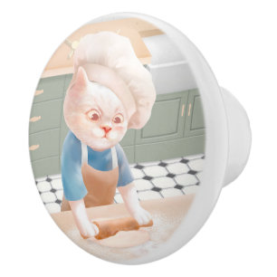 Cat Baker Baby – Cosy Morning Kneading Ceramic Knob