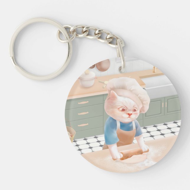 Cat Baker Baby – Cosy Morning Kneading Key Ring (Front)