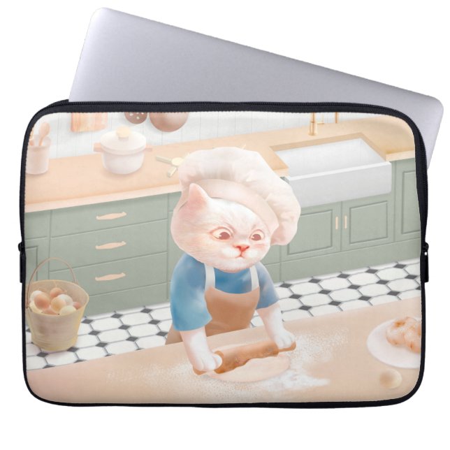Cat Baker Baby – Cosy Morning Kneading Laptop Sleeve (Front)