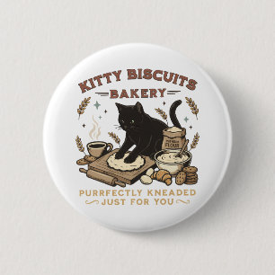 Cat Bakery Purrfectly Kneaded Coffee Kitty 6 Cm Round Badge