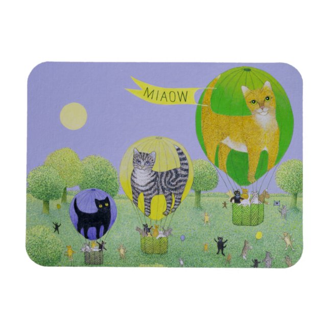 Cat Balloon Race Magnet (Horizontal)
