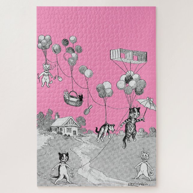 Cat Balloon Trip, Louis Wain Jigsaw Puzzle (Vertical)