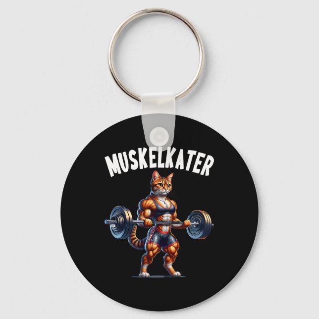 Cat Barbell Design For Bodybuilders Bodybuilding  Key Ring (Front)