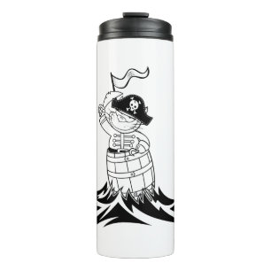 Cat Barrel Sea The Waves Pirate Flag Travel Thermal Tumbler