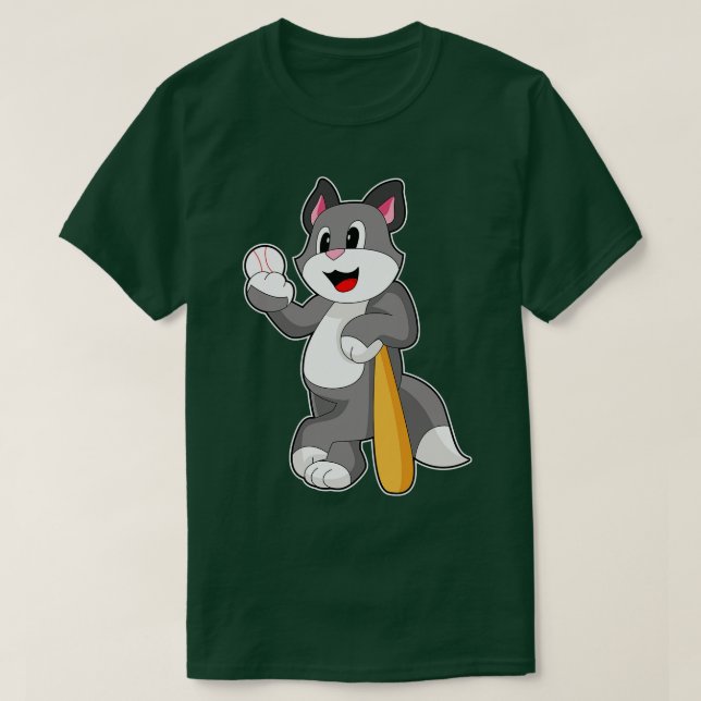 Cat Baseball Baseball bat T-Shirt (Design Front)