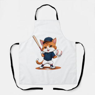 Cat baseball player apron