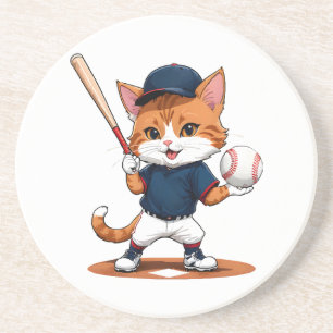 Cat baseball player coaster