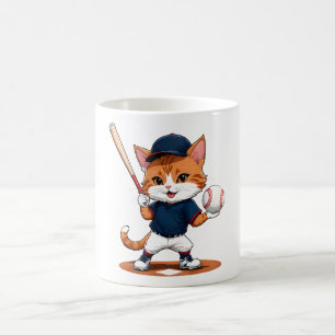 Cat baseball player coffee mug