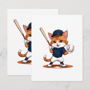 Cat baseball player enclosure card