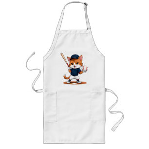Cat baseball player long apron