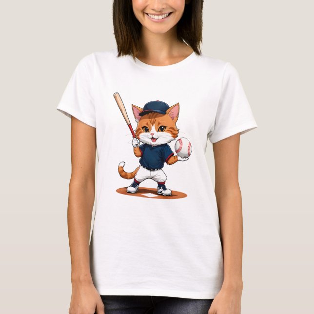 Cat baseball player T-Shirt (Front)