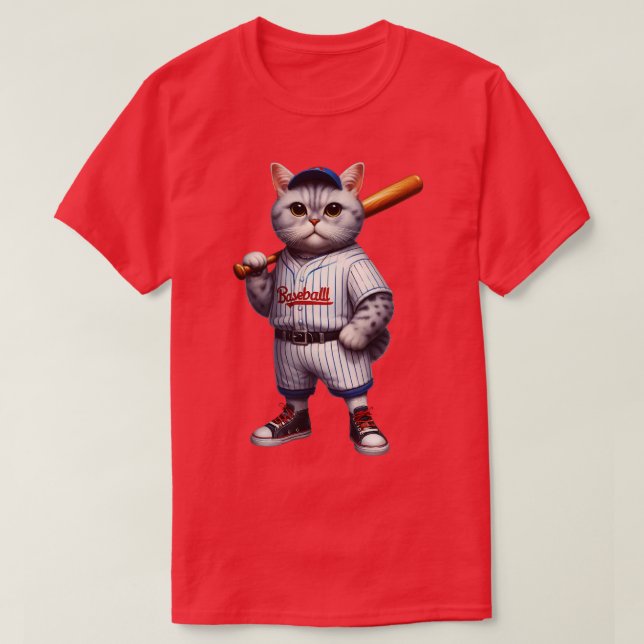 Cat Baseball T-Shirt (Design Front)