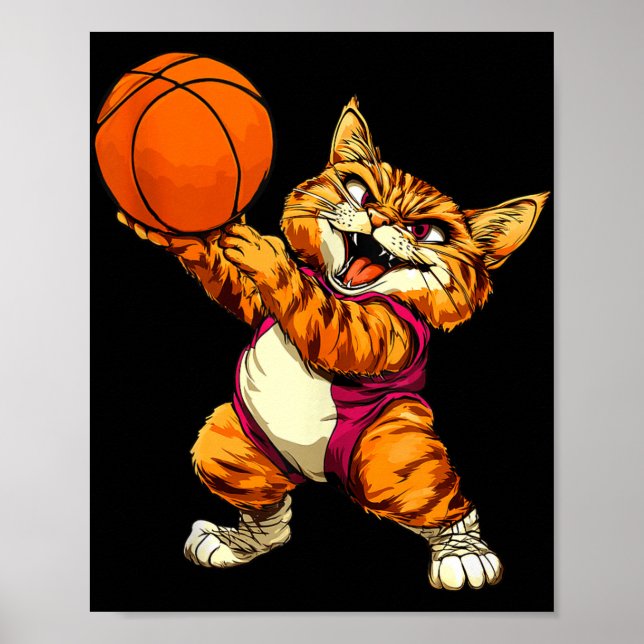 Cat Basketball_basketballer Cat Tank Top  Poster (Front)