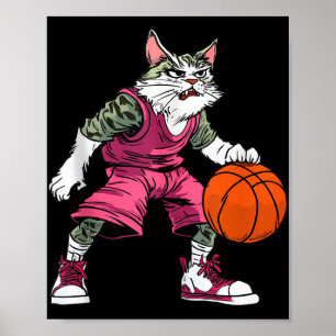 Cat Basketball Player _ Basketball Cat Tank Top  Poster