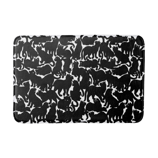 Cat Bathmat Black Cat Art Bathroom Decor (Front)