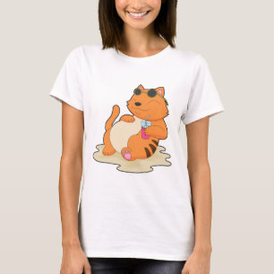 Cat Beach Beverage Summer T-Shirt