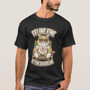 Cat Beach Feline Fine Shoreline Funny Summer Vacat T-Shirt