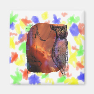 Cat Behind Bass Merged Singer Picture Sketch Magnet