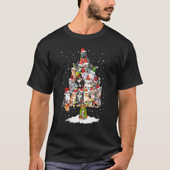 Cat  Bengal Tree Christmas Light Long Sleeve T-Shirt (Front)