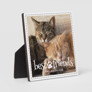 Cat Best Friends Pawprint One Photo Custom Colours Plaque