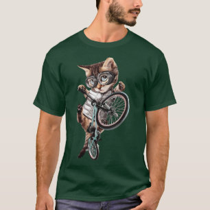 Cat Bike Cycling Bicycle lover cat kitty kitten  T-Shirt