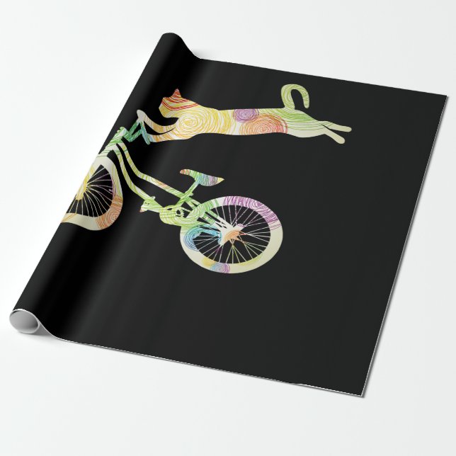 Cat Bike Cycling Bicycle  - Your Gift Collection Wrapping Paper (Unrolled)