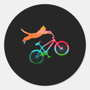 Cat Biker Bicycle Kitty Mtb Atb Bikes Mountain Bik Classic Round Sticker