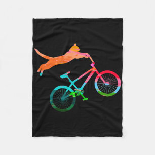 Cat Biker Bicycle Kitty Mtb Atb Bikes Mountain Bik Fleece Blanket