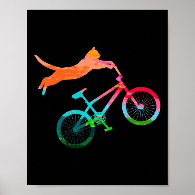 Cat Biker Bicycle Kitty Mtb Atb Bikes Mountain Bik Poster (Front)