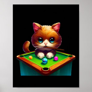 Cat Billiards Player - Billiard Cat Men Women Kids Poster