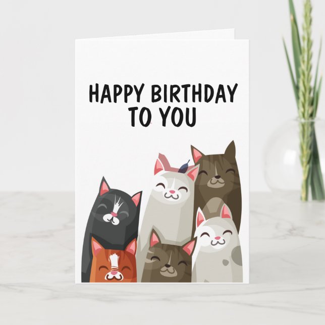 CAT BIRTHDAY CARD, FROM ME AND MY KITTY CREW! CARD (Front)