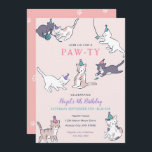 Cat Birthday Invitations with Party Cats | Pink<br><div class="desc">Celebrate your darling's third birthday with these ever so cute cat birthday invitations! Adorable cats in hats are featured playing,  stretching,  and just being cats. Perfect for a birthday kid who loves cats. Changeable colours!</div>