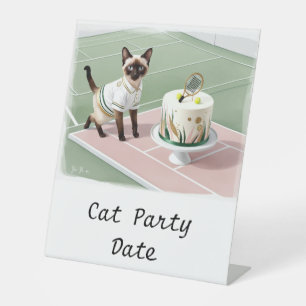 Cat  Birthday Party at tennis court Pedestal Sign