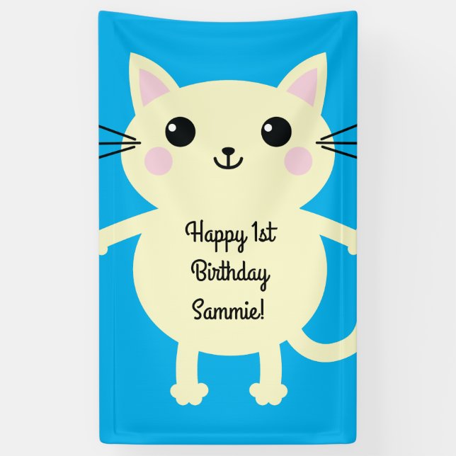 Cat Birthday Party Banner (Vertical)