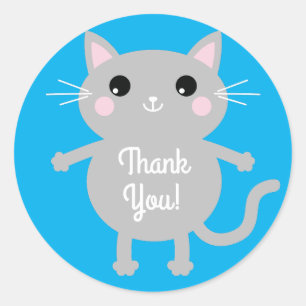 Cat Birthday Party Classic Round Sticker