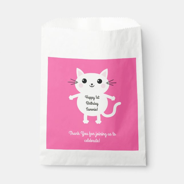 Cat Birthday Party Favour Bag (Front)