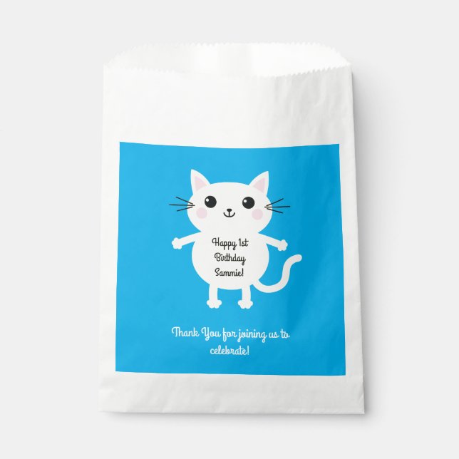 Cat Birthday Party Favour Bag (Front)