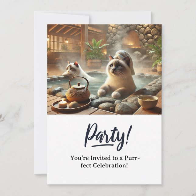 Cat Birthday Party Invitation card  (Front)