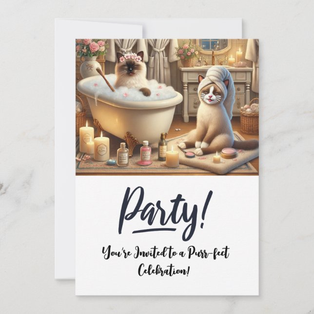 Cat Birthday Party Invitation card  (Front)