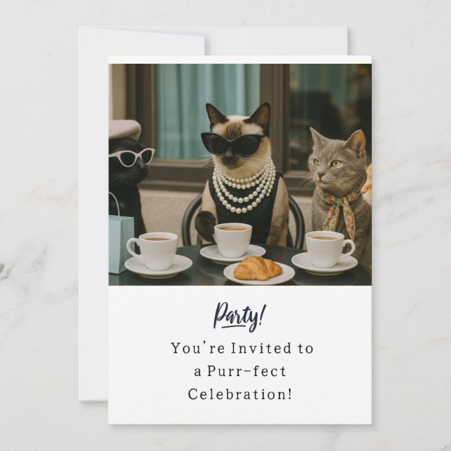 Cat Birthday Party Invitation card (Front)