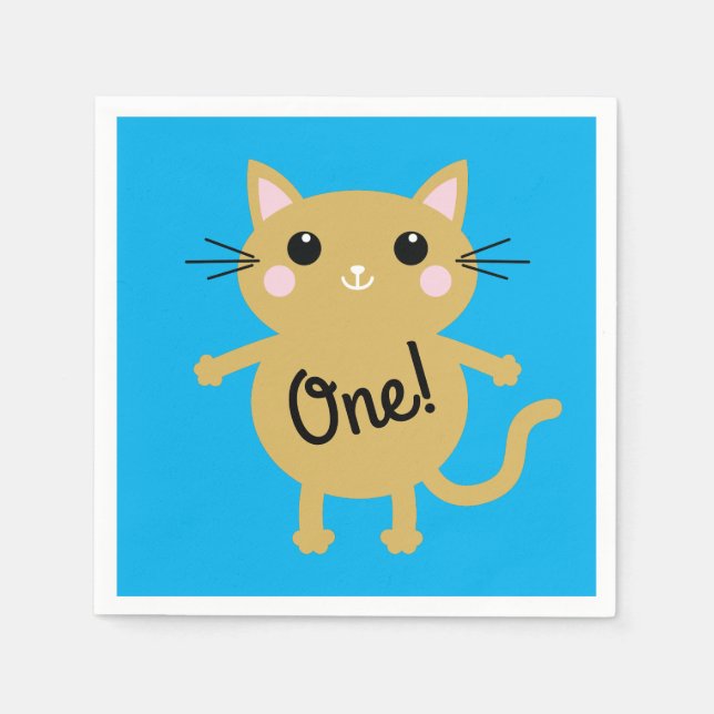 Cat Birthday Party Napkin (Front)
