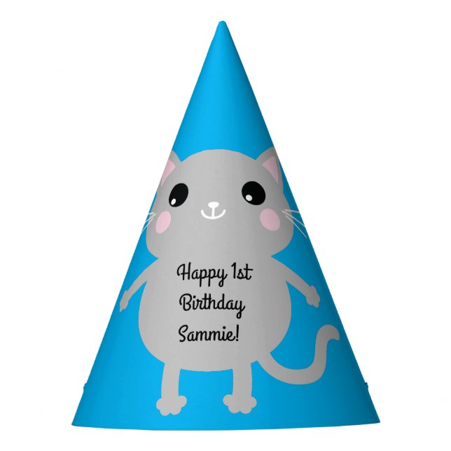 Cat Birthday Party Party Hat (Front)
