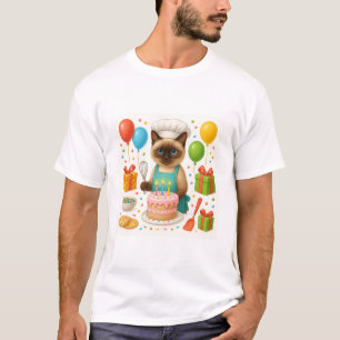 Cat Birthday Party themed with cake T-Shirt