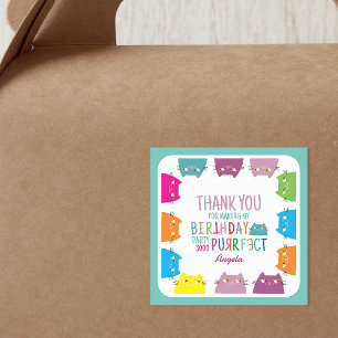 Cat Birthday Thank You Classic Round Sticker