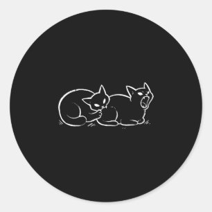 Cat biting cat butt funny cat meme humour classic round sticker