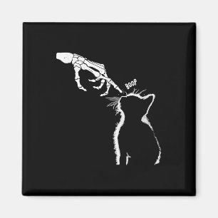 Cat Black Lover Skeleton Hand Boop Funny Halloween Magnet