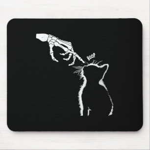 Cat Black Lover Skeleton Hand Boop Funny Halloween Mouse Pad