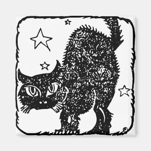 Cat Black Stars Halloween Feline Kitten Pet Magnet
